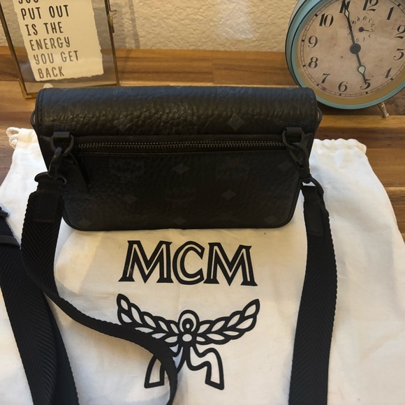 MCM Black Leather Crossbody Bag with Structured Design - Picture 9 of 16